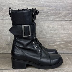 Harley-Davidson Jammie Women's Sz 8M Black Leather Buckle Zip Moto Boots D85259